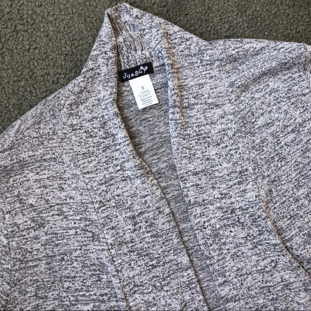 Fig & Blue marled gray knit long cardigan